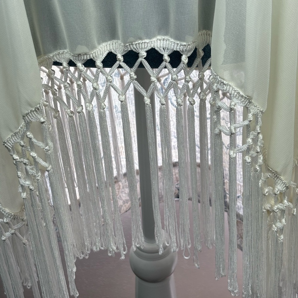 Umgee Cream and Blue Zigzag Sheer Dress - Picture 5 of 9